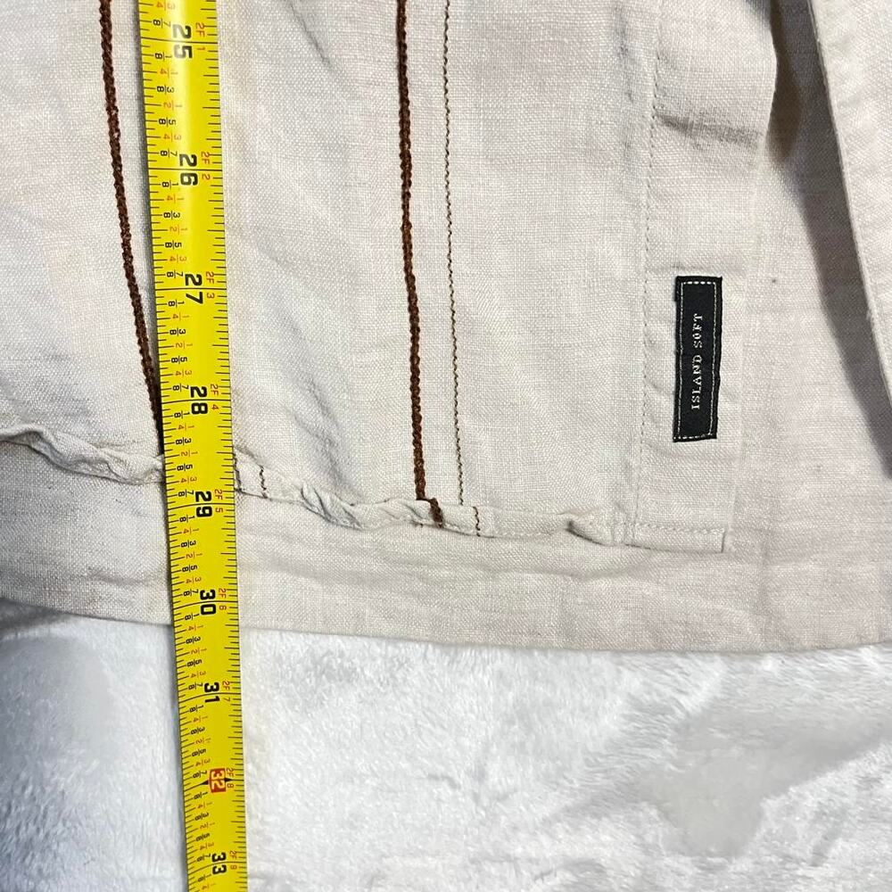 Tommy Bahama Island Soft Linen Shirt Mens M Button Up Long Sleeve Brown Beach - Picture 7 of 8